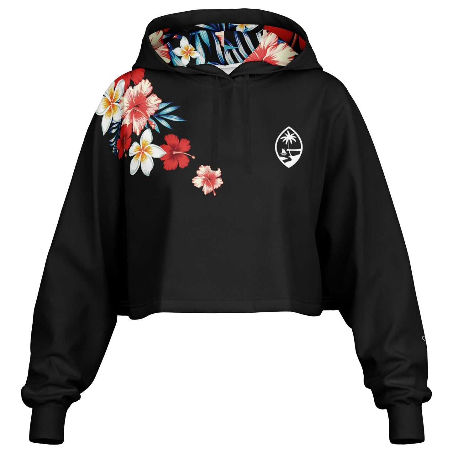 Guam Tropical Floral Cropped Hoodie