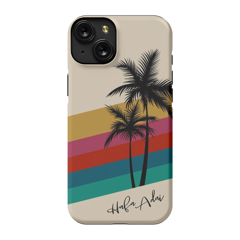 Retro Rainbow Sunset Hafa Adai Guam CNMI Premium Glossy Tough Phone Case