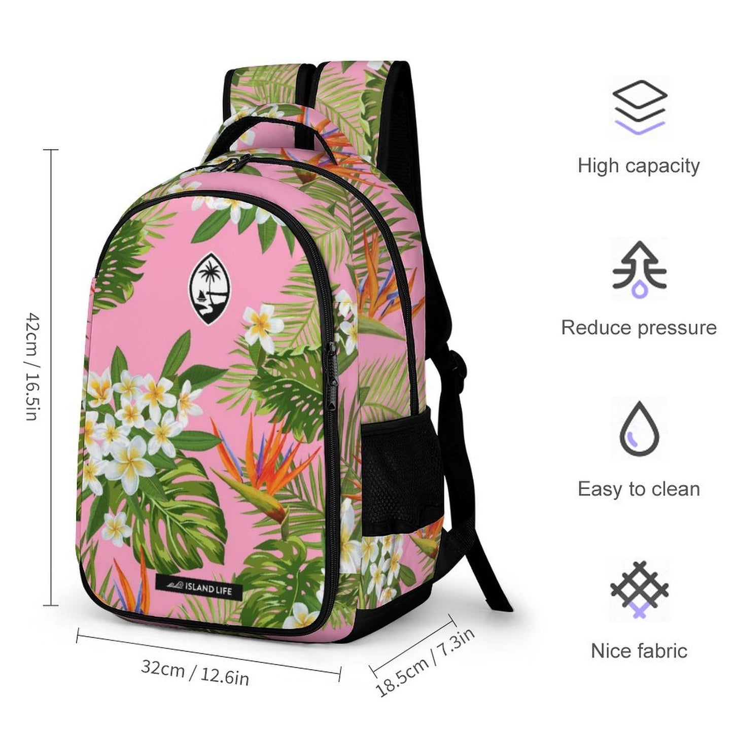 Guam Pink Tropical Flowers Organizer Backpack