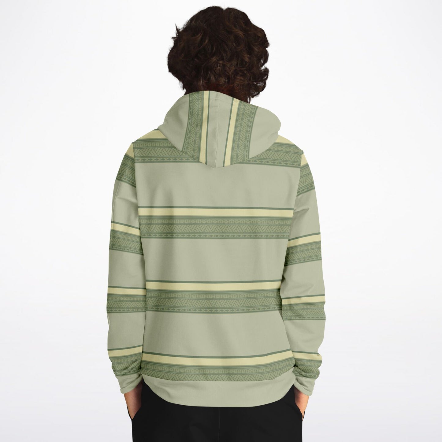 Guam Tribal Striped Green Unisex AOP Pullover Hoodie