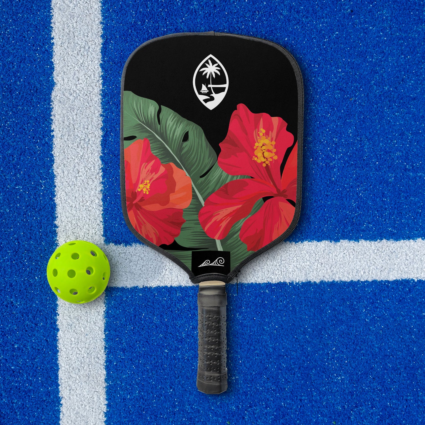 Guam Red Hibiscus Paradise Pickleball Paddle Cover