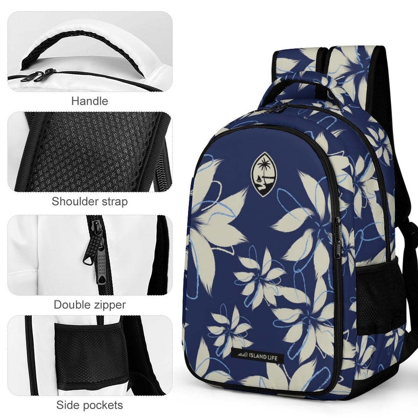 Guam Tropical Deep Blue Organizer Backpack