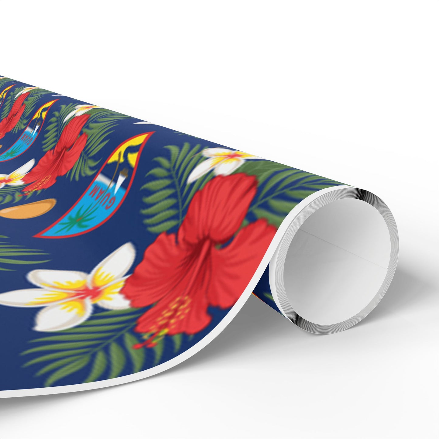 Guam Christmas Flowers Blue Gift Wrap Wrapping Paper