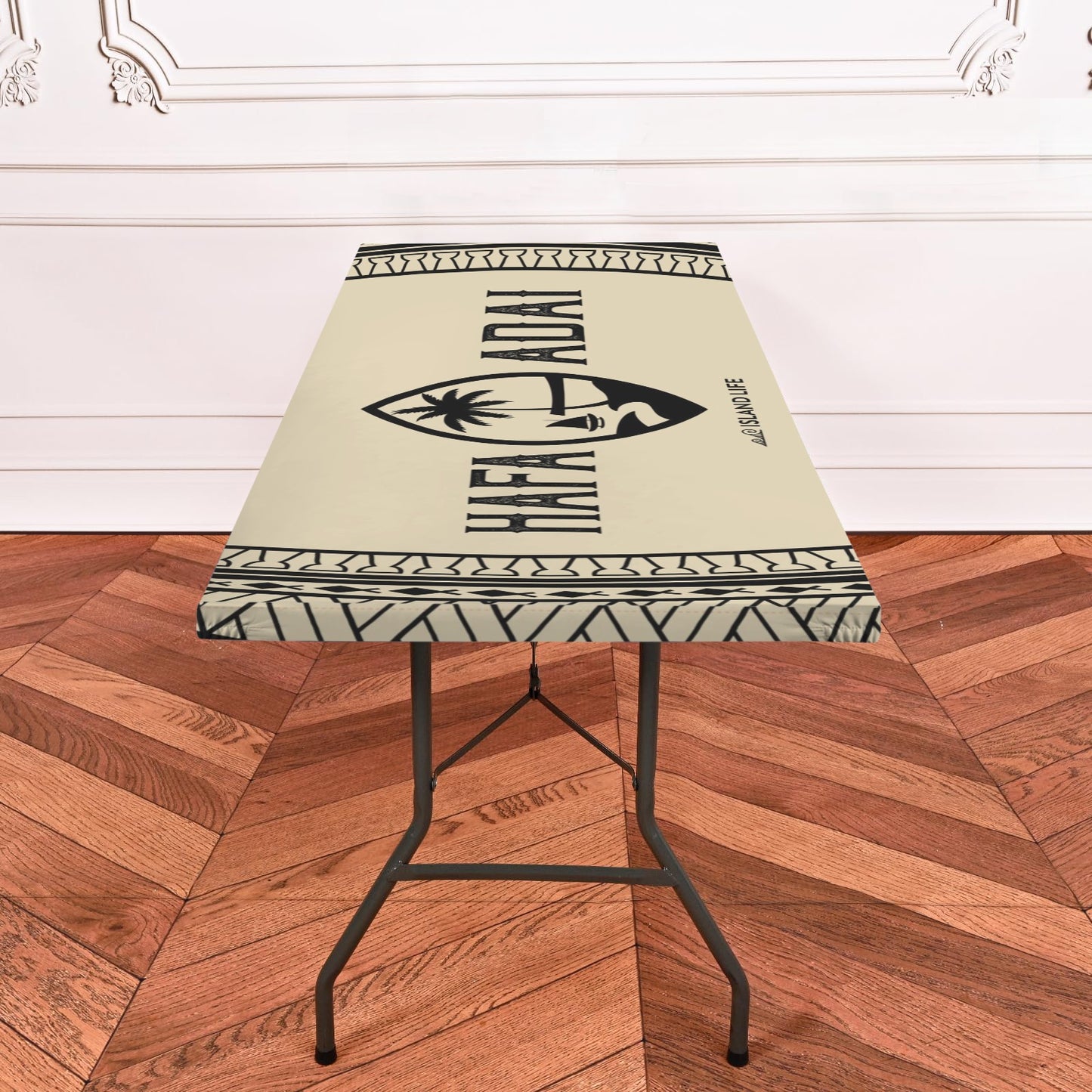 Guam Hafa Adai Tribal Tan Fitted Tablecloth