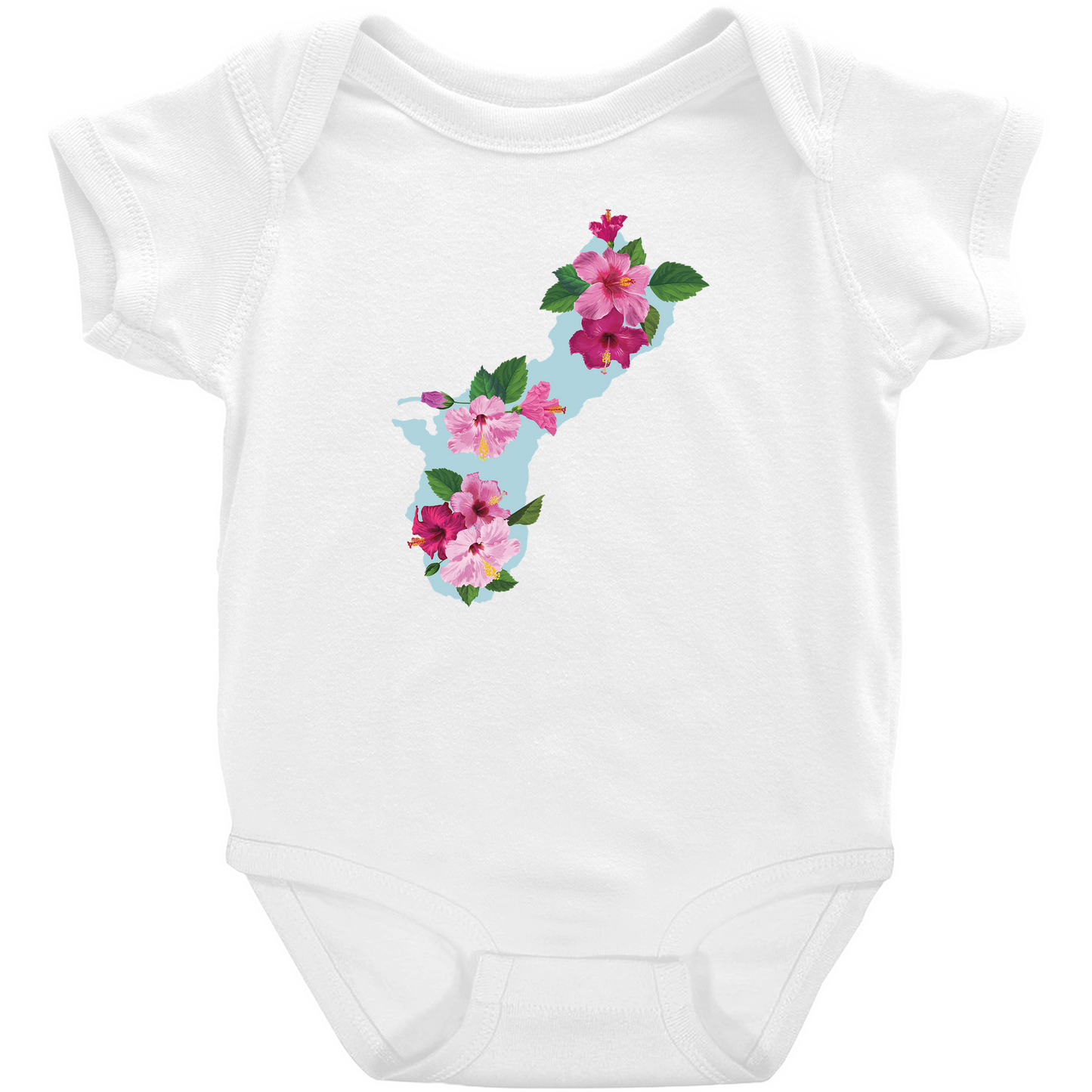 Guam Island Hibiscus Fuchsia Baby One Piece Bodysuit