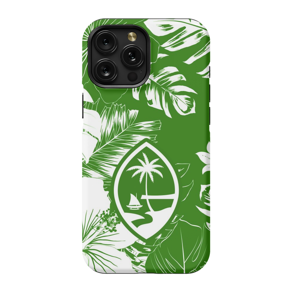 Guam Hibiscus Floral Green Premium Glossy Tough Phone Case