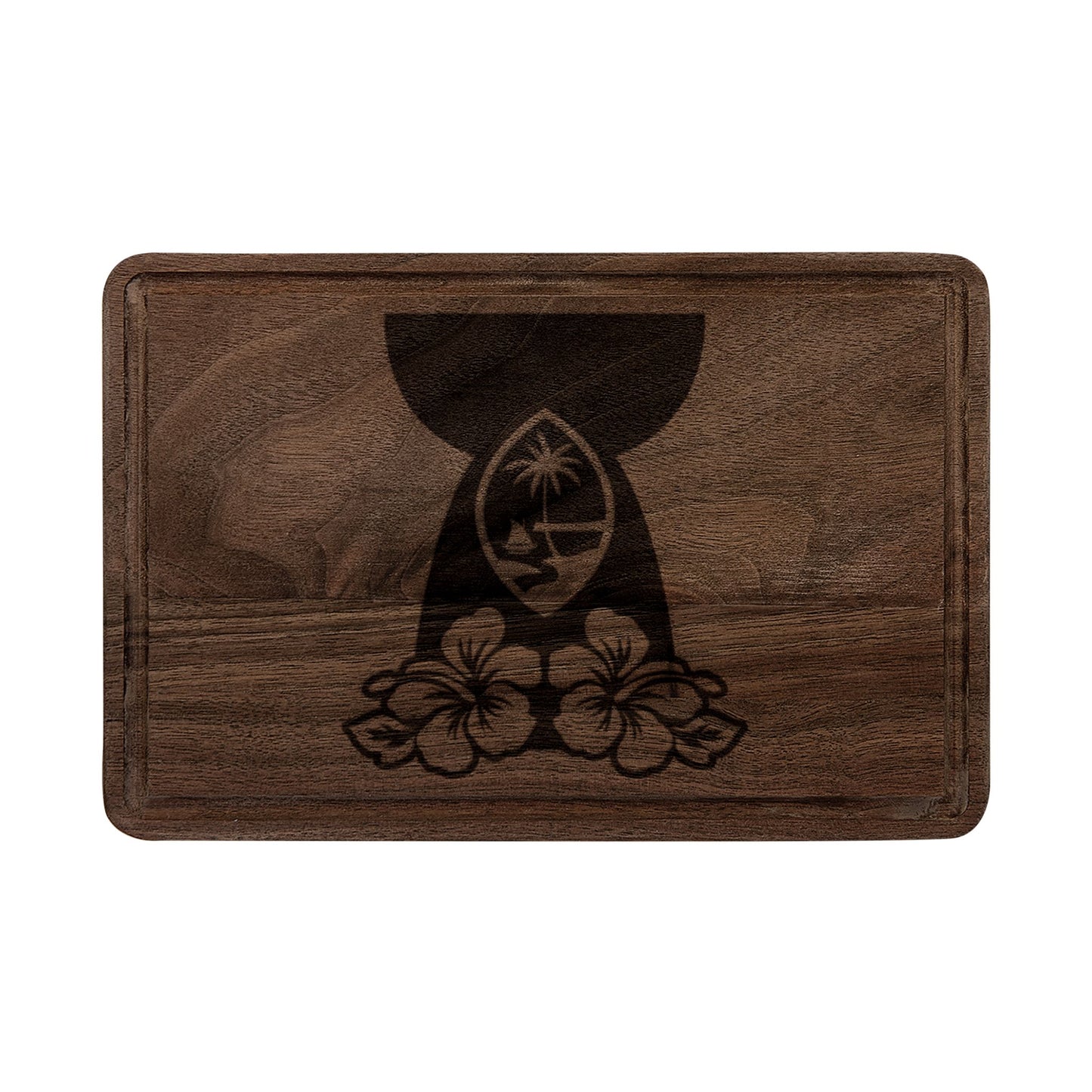 Guam Latte Stone Flowers Engraved Wooden Cutting Board
