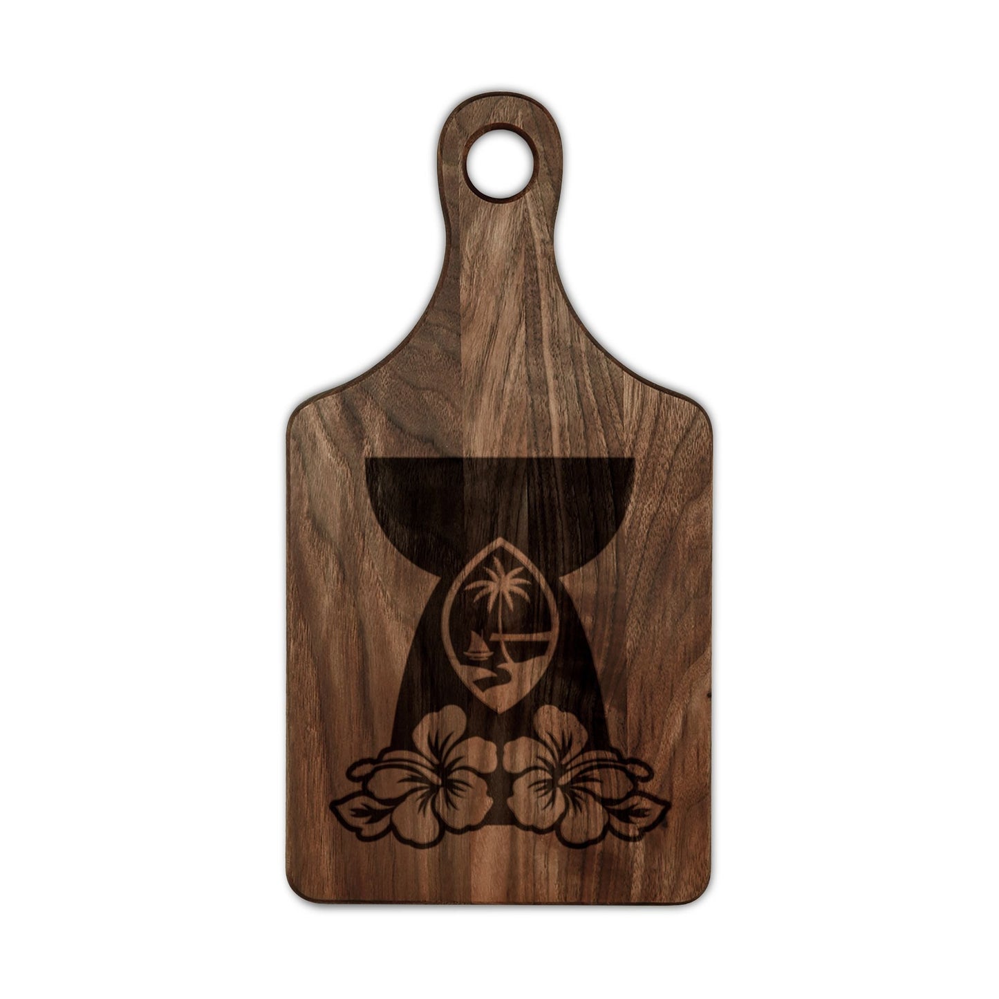 Guam Latte Stone Flowers Engraved Wooden Cutting Board