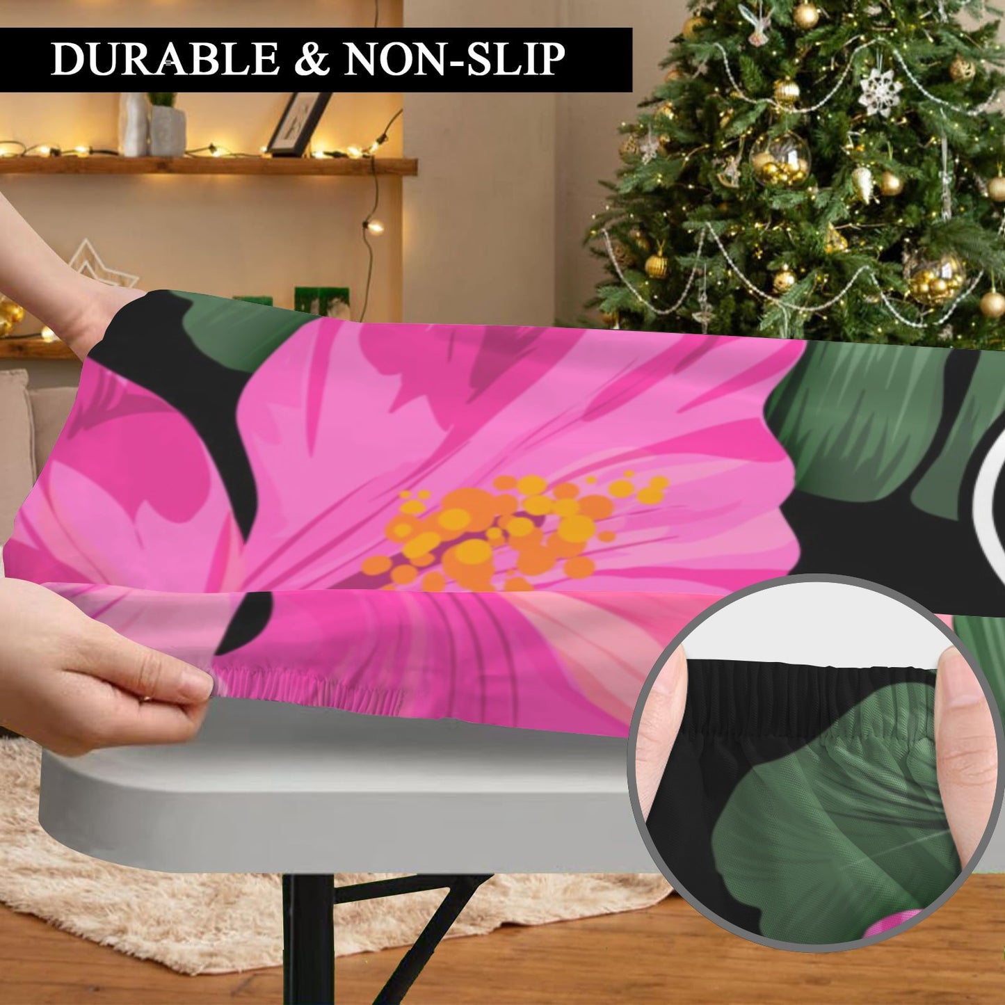 Guam Hibiscus Paradise Pink Fitted Tablecloth