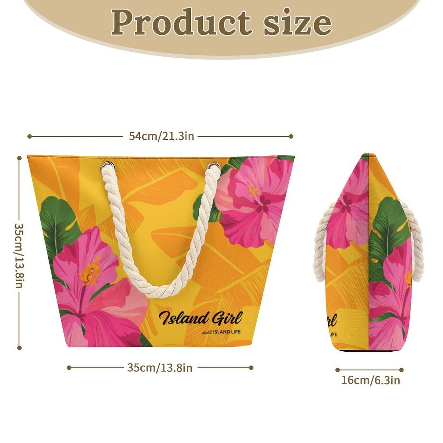 Island Girl Gold Guam CNMI Hemp Rope Tote Bag
