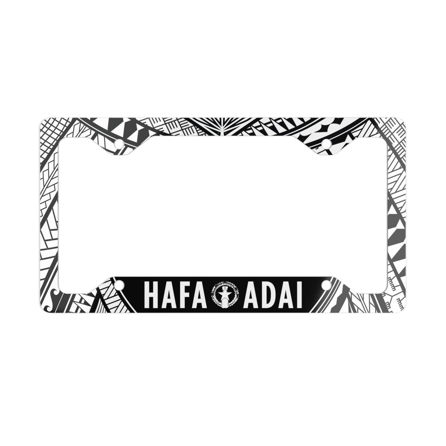 Hafa Adai CNMI Tribal Metal License Plate Frame