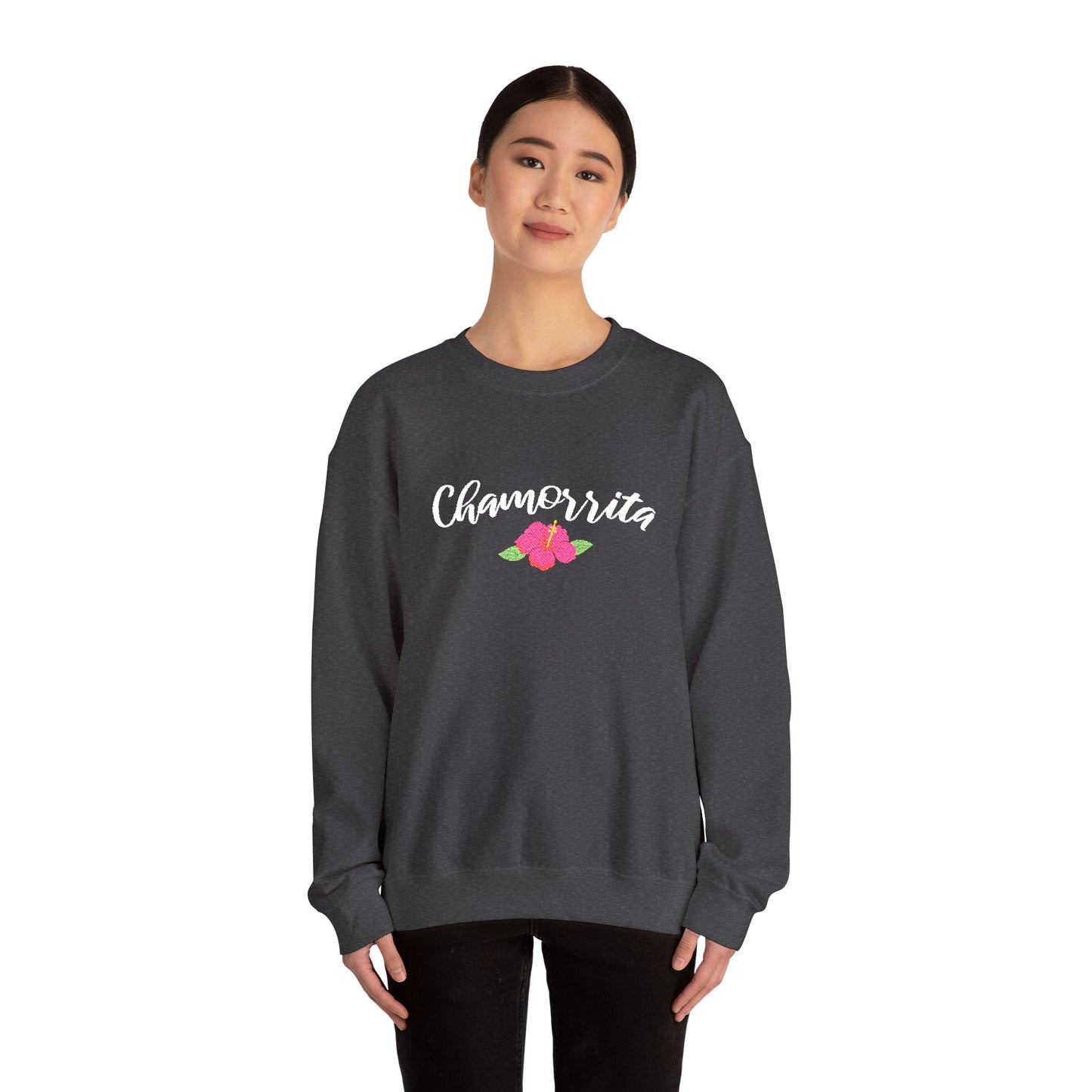 Chamorrita Hibiscus Guam CNMI Embroidered Crewneck Sweatshirt