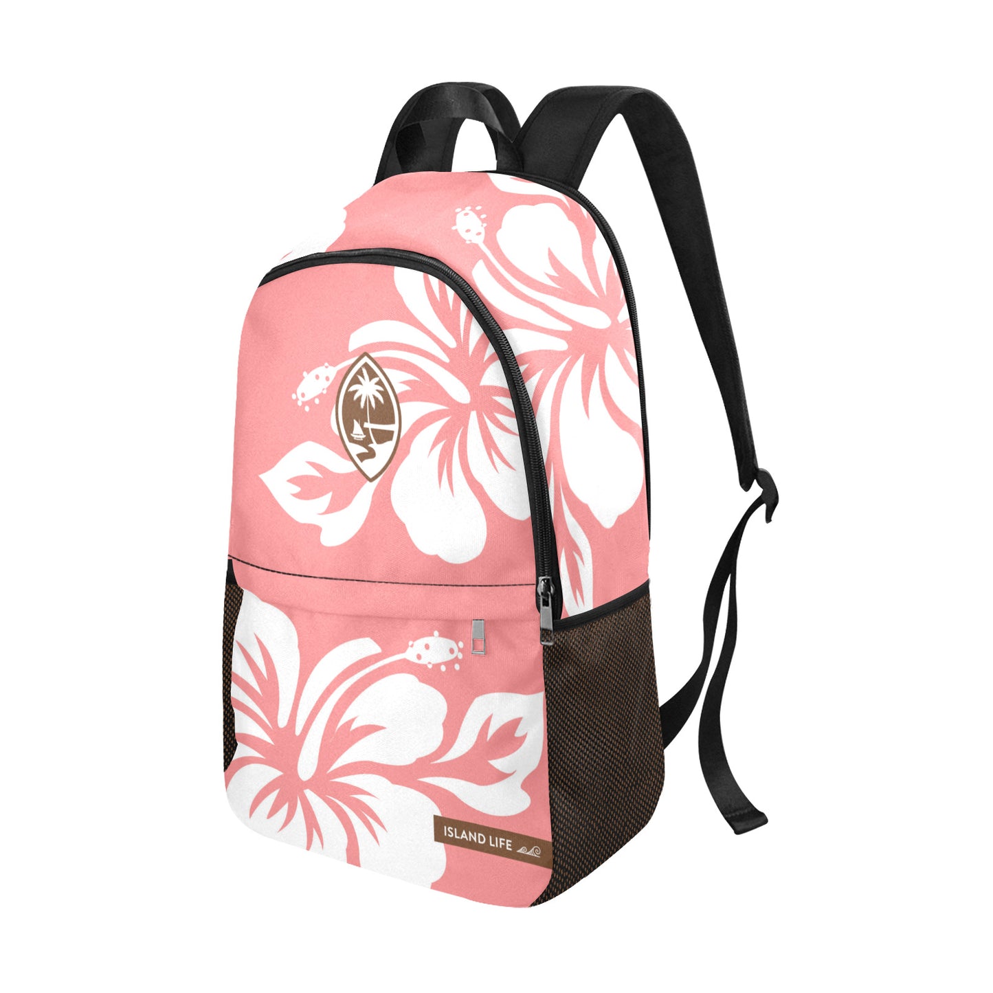 Guam Hibiscus Kalamai Fabric Backpack with Side Mesh Pockets