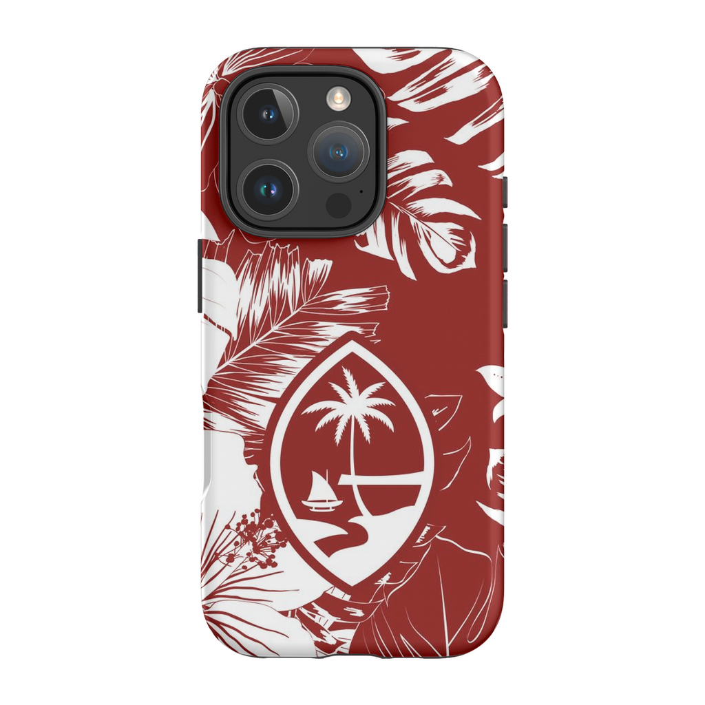 Guam Hibiscus Floral Red Premium Glossy Tough Phone Case