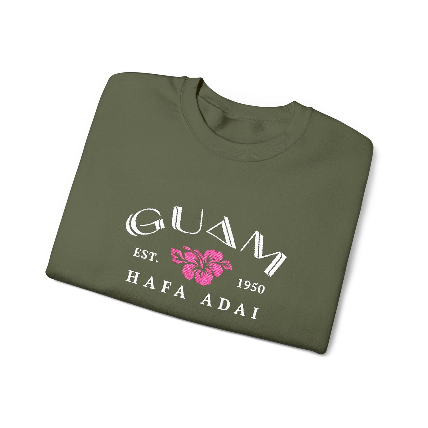 Guam Hibiscus Hafa Adai Embroidered Sweatshirt