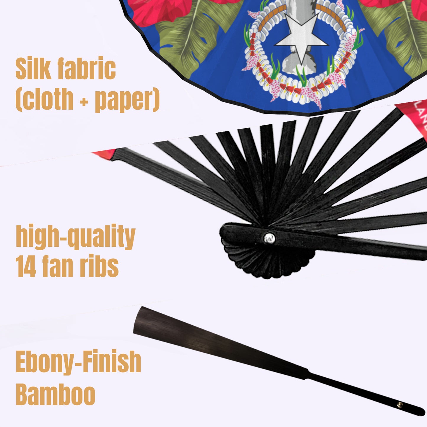 CNMI Seal Hibiscus Paradise Double-Sided Folding Fan