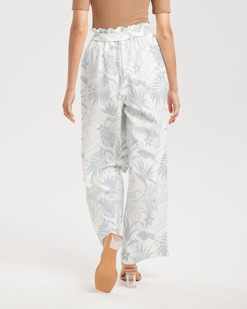 Guam Plumeria Tropical White Women's All-Over Print High-Rise Wide Leg Pants