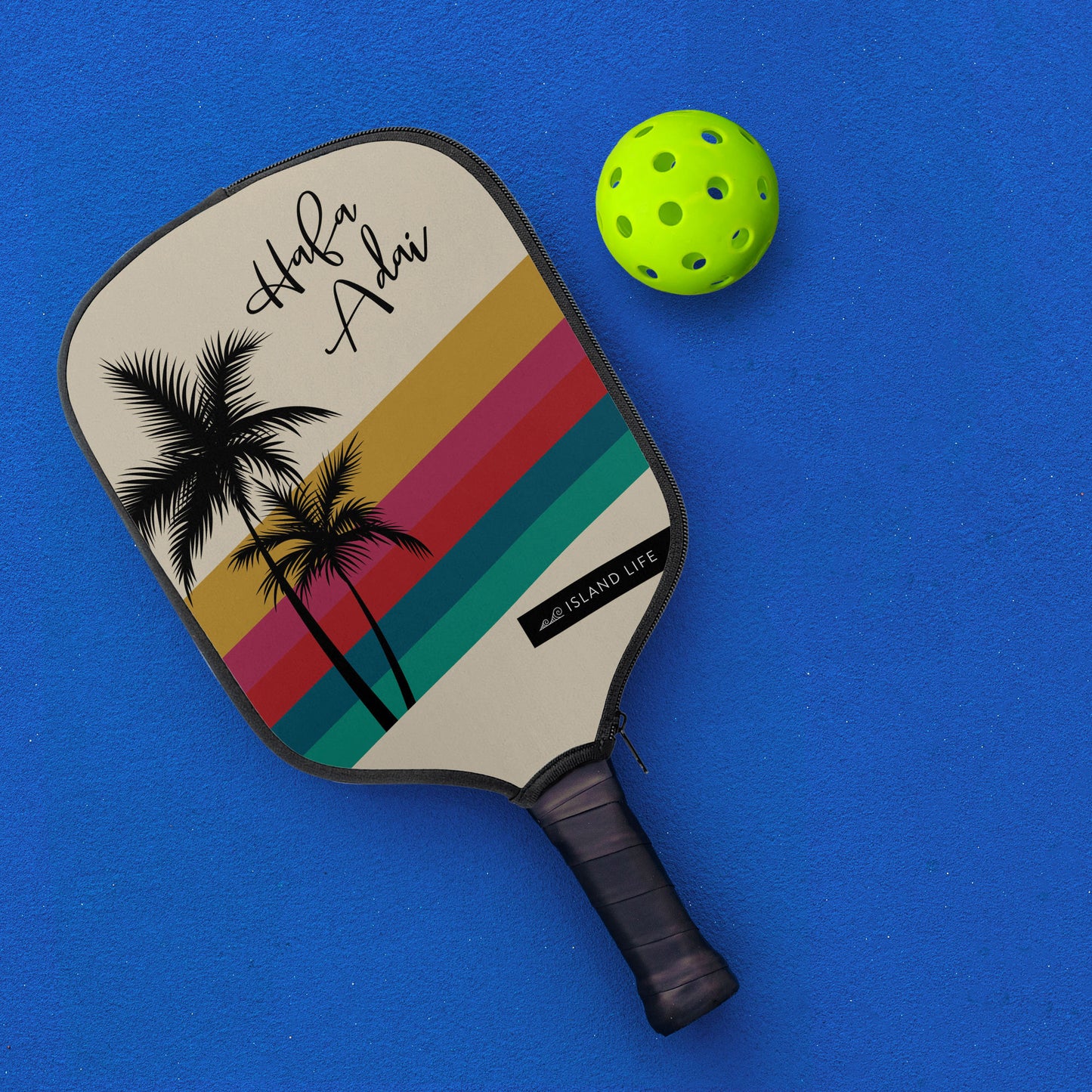 Hafa Adai Retro Rainbow Sunset Guam CNMI Pickleball Paddle Cover