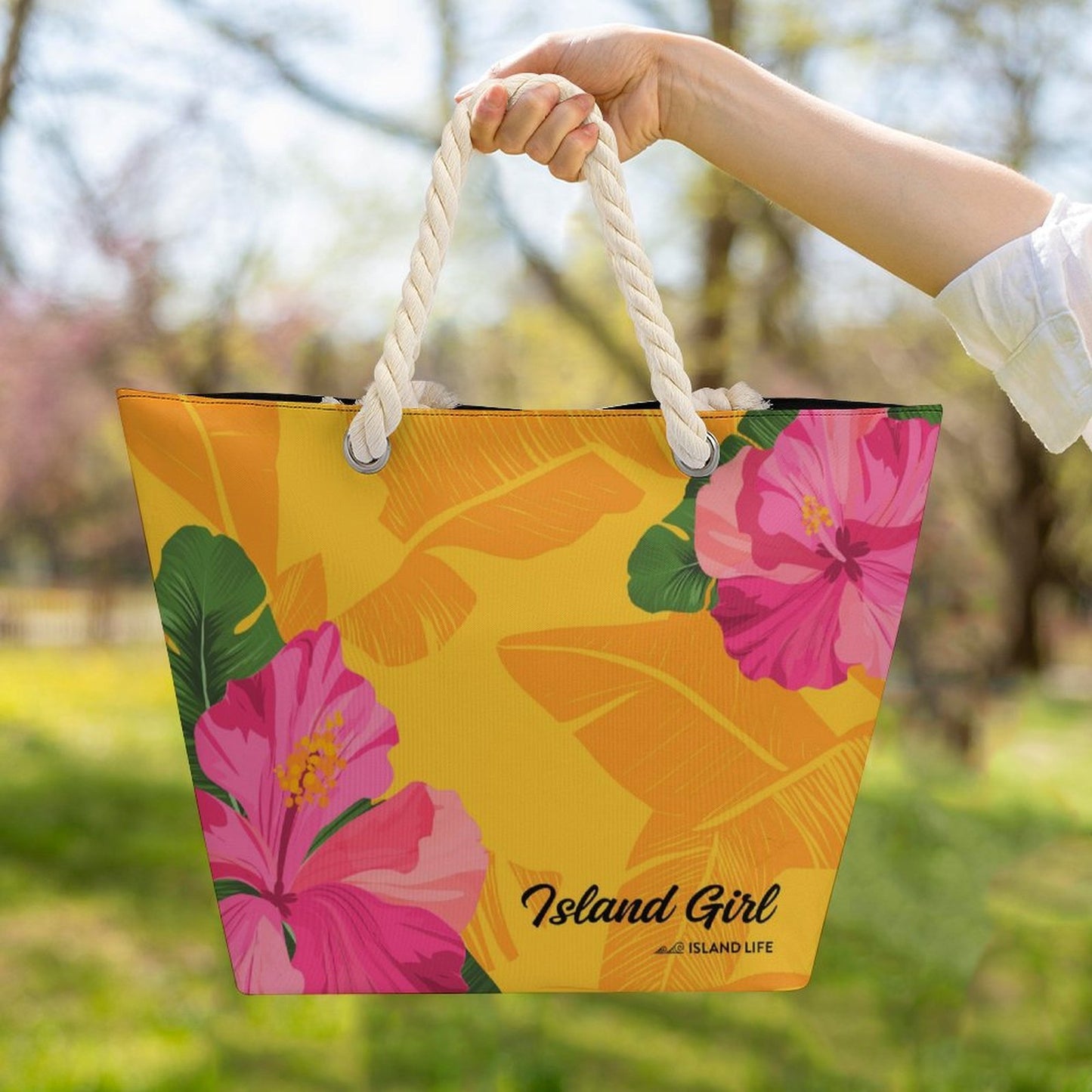Island Girl Gold Guam CNMI Hemp Rope Tote Bag
