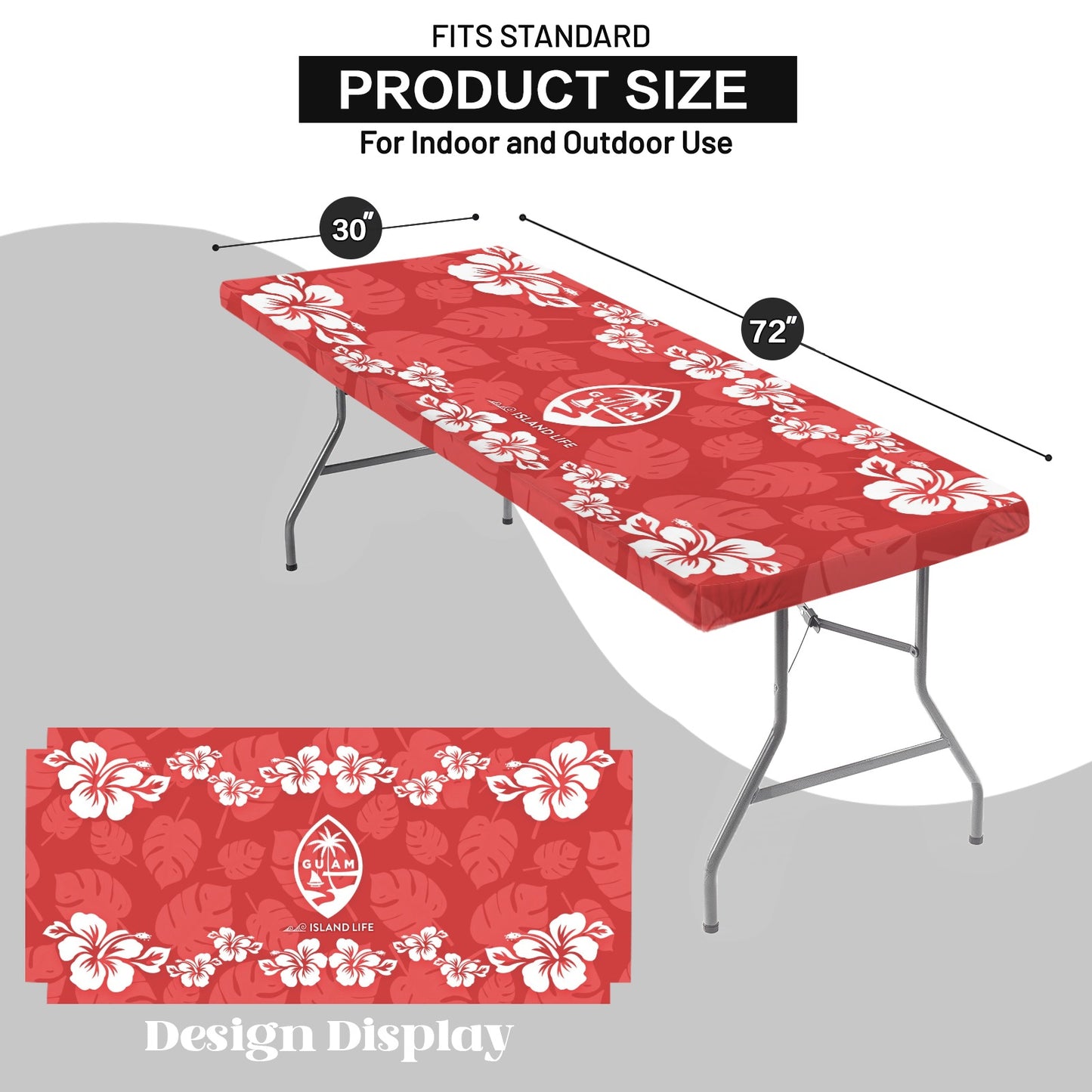 Guam Red Hibiscus Fitted Tablecloth