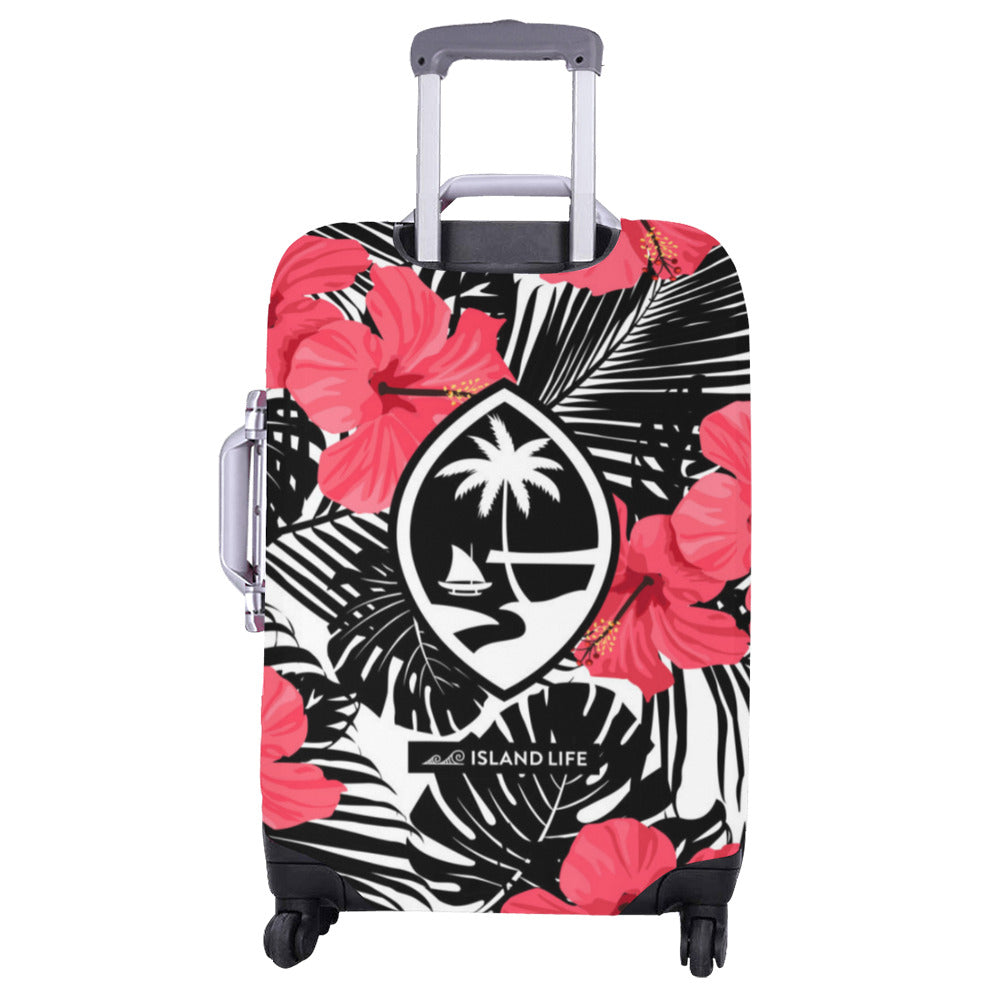 Guam Pink Black Hibiscus Leaves Luggage Cover