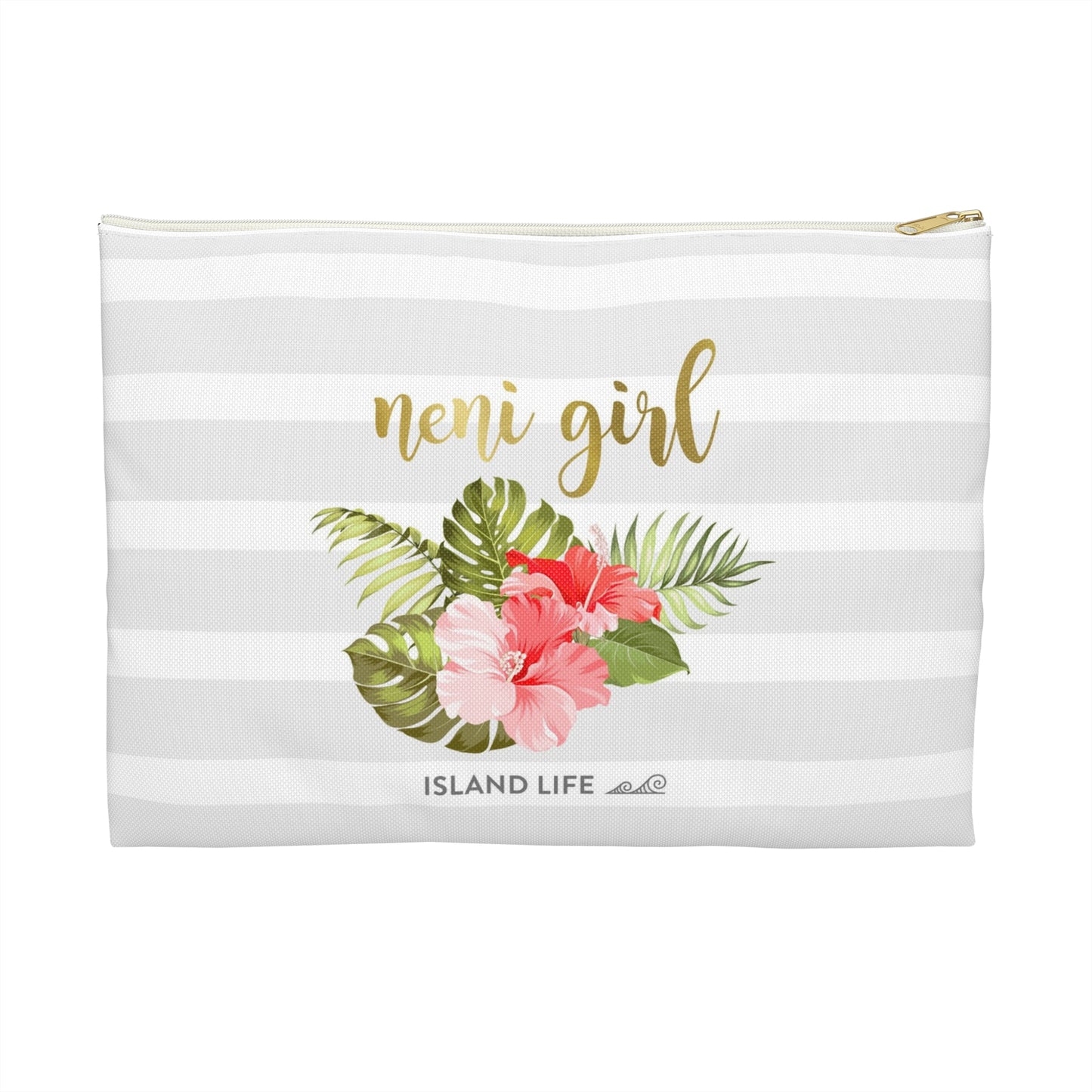 Neni Girl Hibiscus Striped Guam CNMI Accessories Carry All Pouch