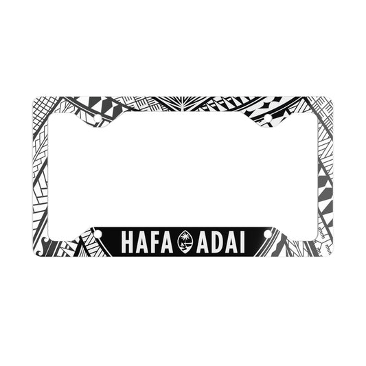 Guam Hafa Adai Tribal Metal License Plate Frame