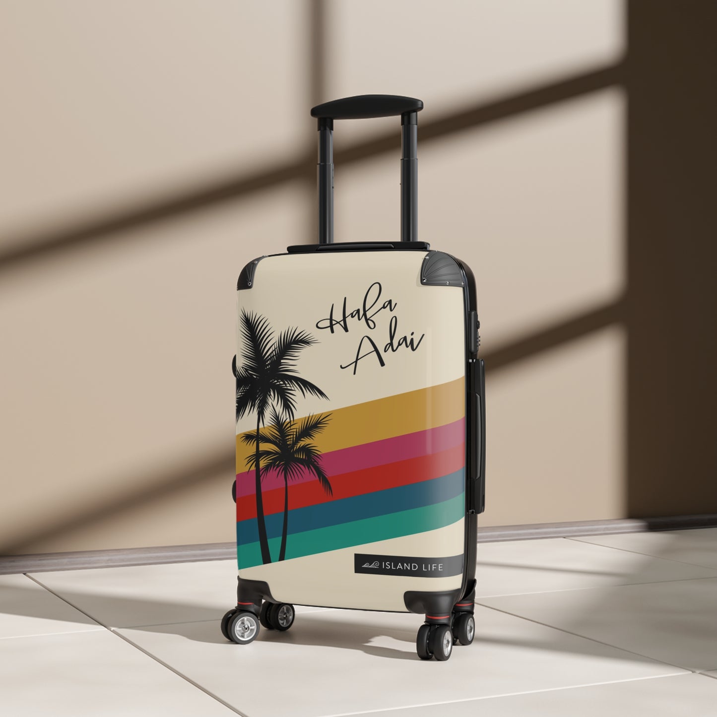 Hafa Adai Retro Rainbow Guam CNMI Carry On Cabin Suitcase