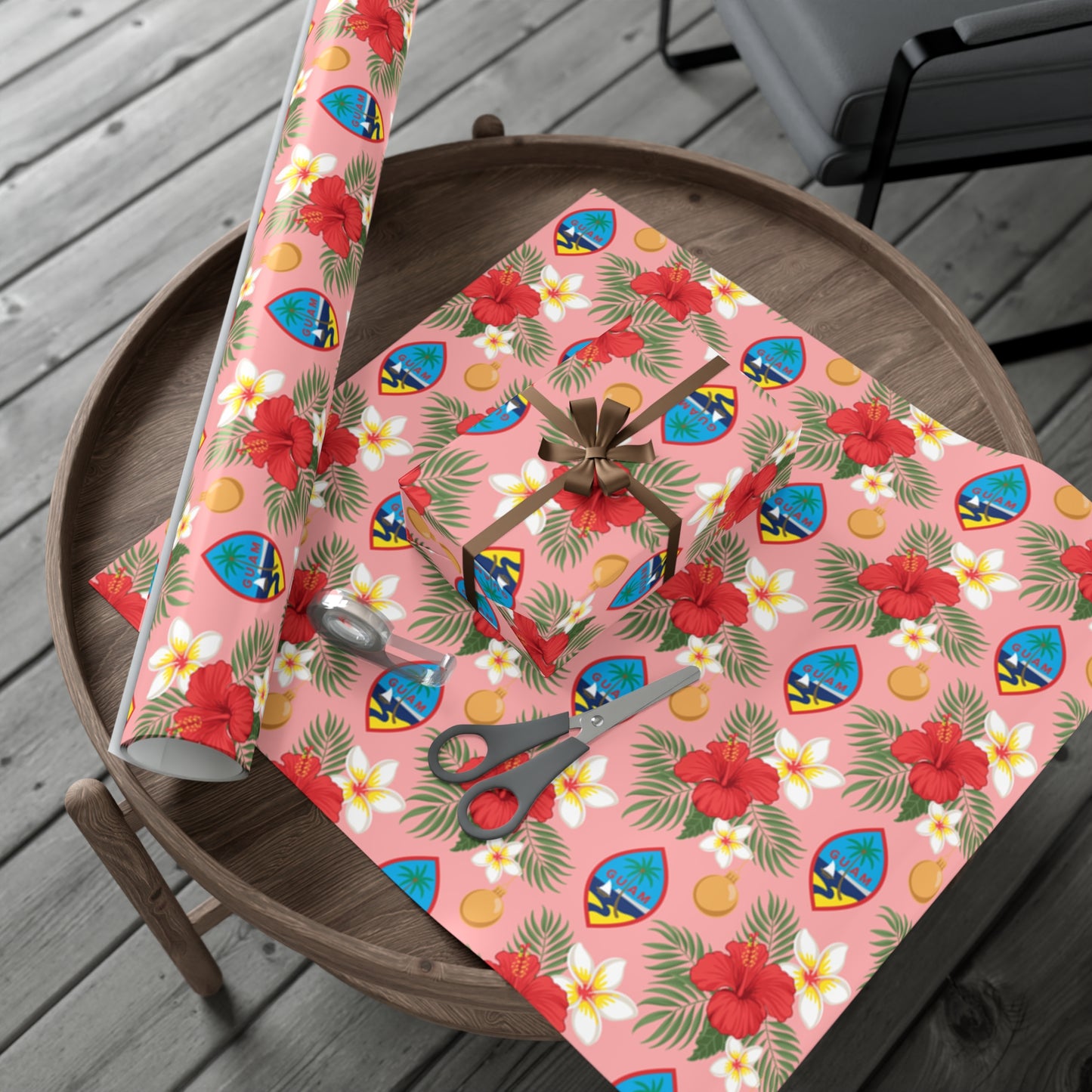 Guam Christmas Flowers Pink Gift Wrapping Paper