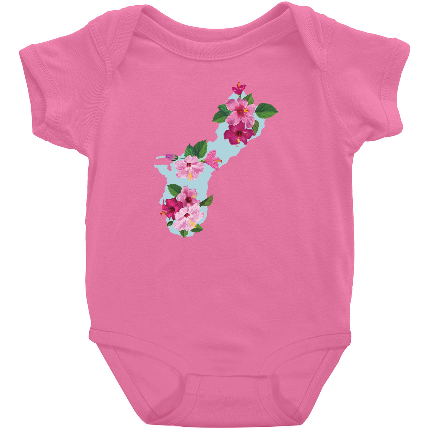 Guam Island Hibiscus Fuchsia Baby One Piece Bodysuit