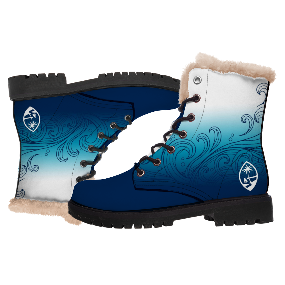 Guam Seal Ombre Waves Faux Fur Winter Boots