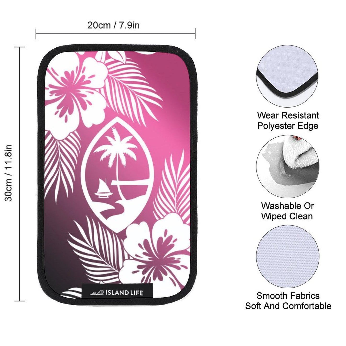 Guam Tropical Hibiscus Pink Car Armrest Cover