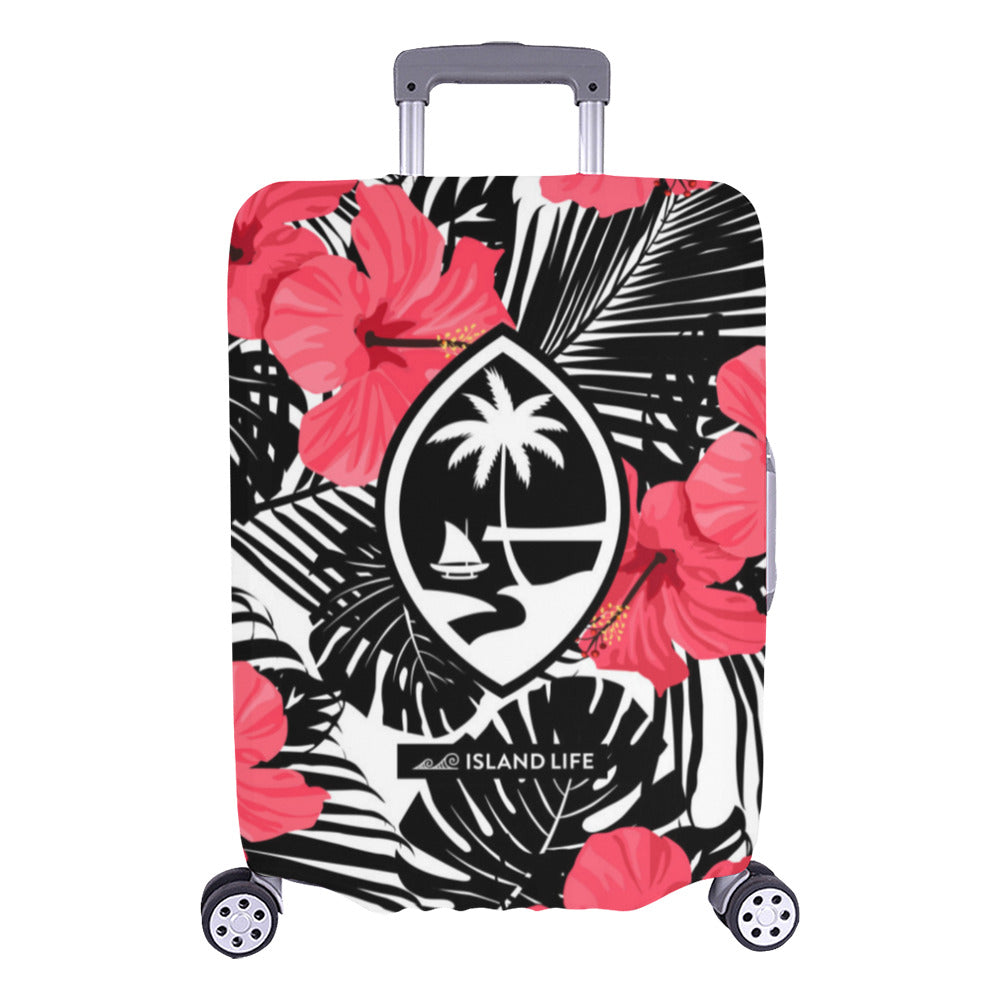 Guam Pink Black Hibiscus Leaves Luggage Cover