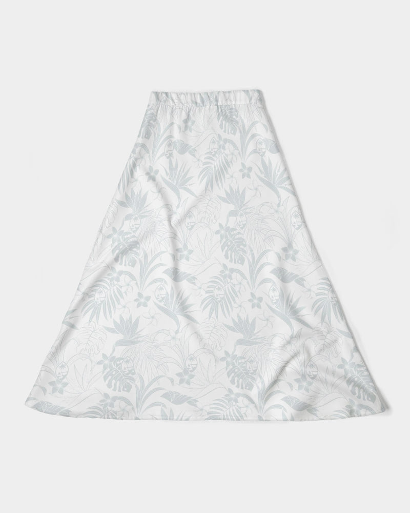 Guam Plumeria Tropical White Women's All-Over Print A-Line Midi Skirt