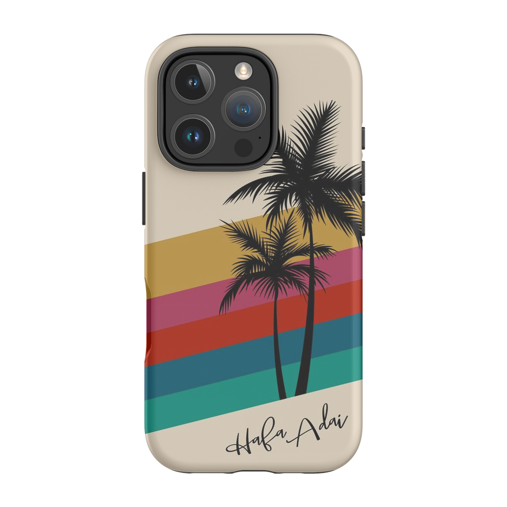 Retro Rainbow Sunset Hafa Adai Guam CNMI Premium Glossy Tough Phone Case