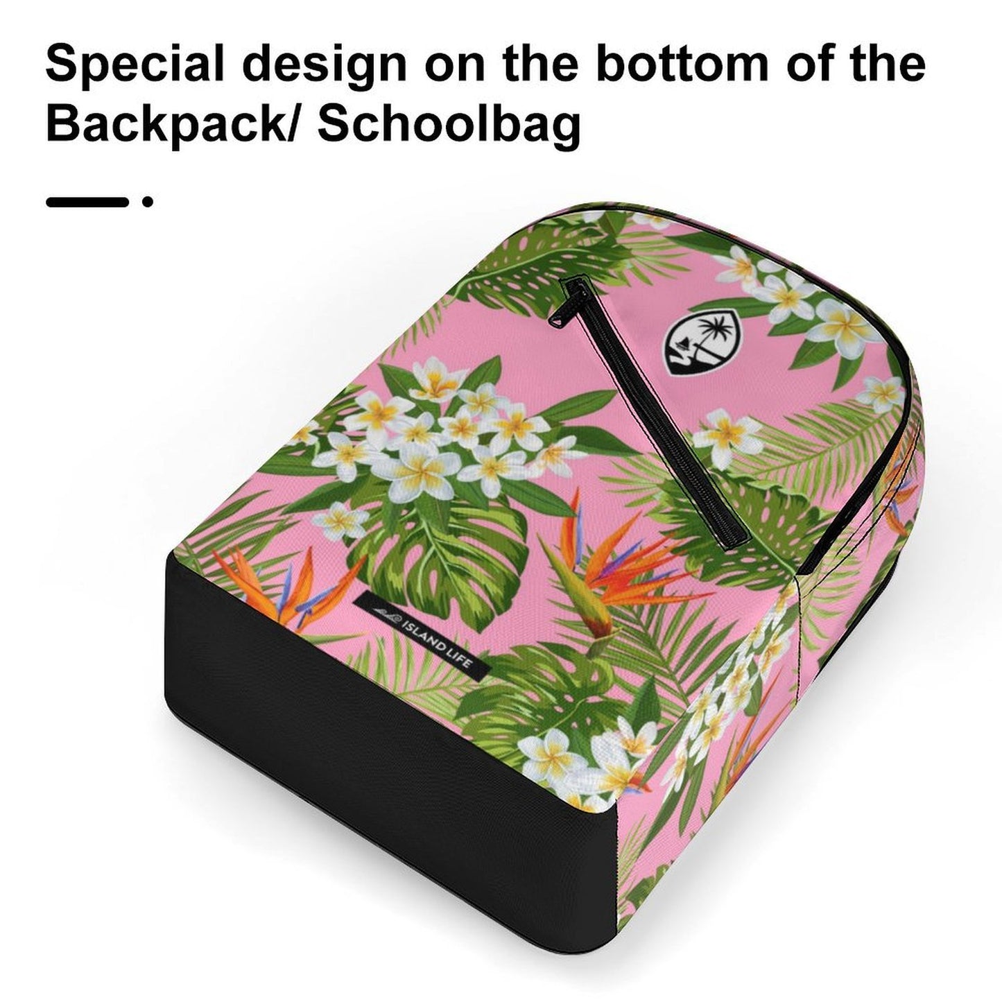 Guam Pink Tropical Flowers Dual-Compartment Backpack