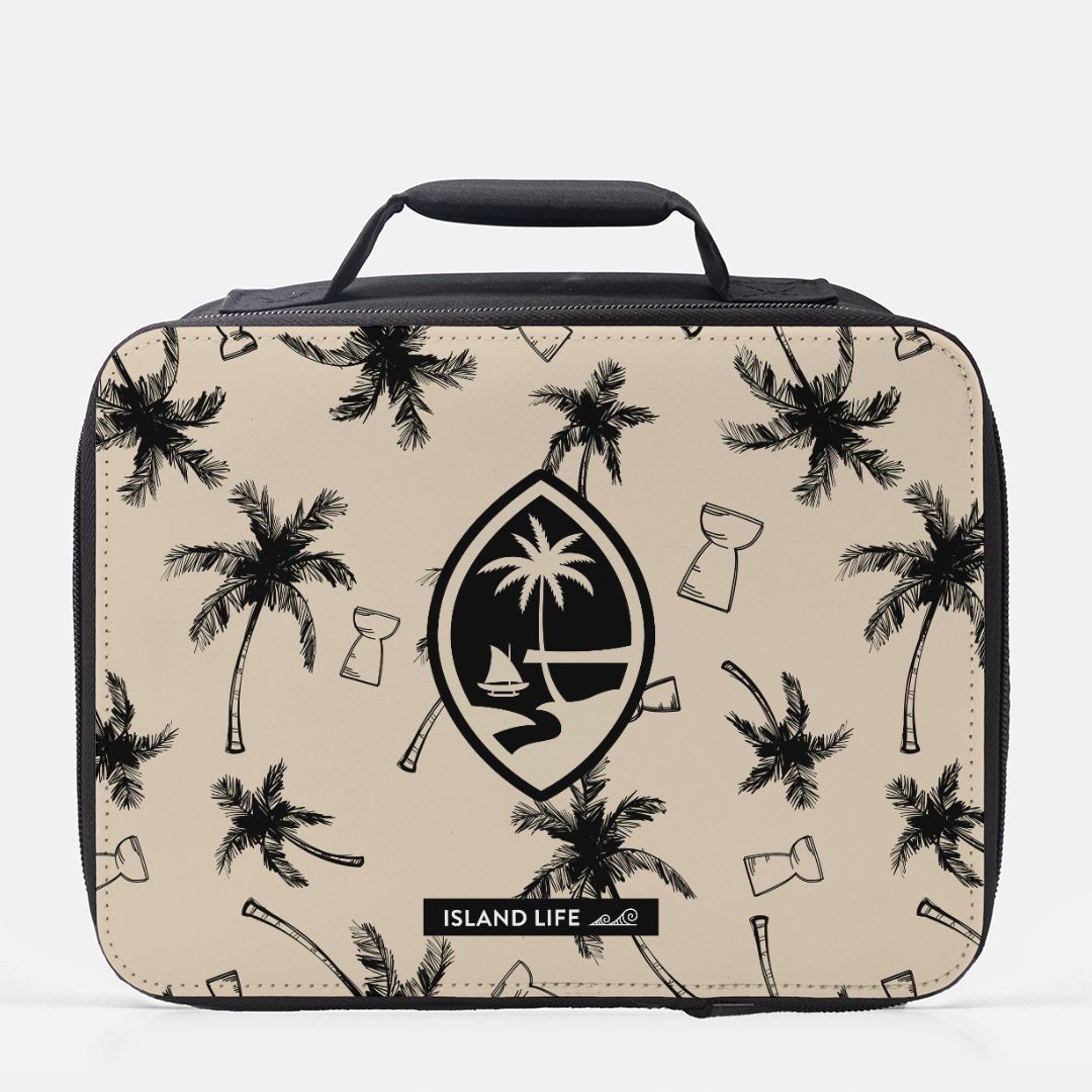 Guam Latte Stone Coconut Trees Khaki Insulated Lunch Box