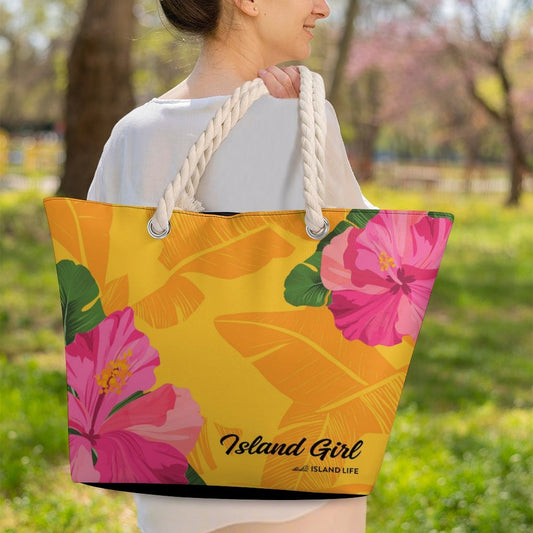 Island Girl Gold Guam CNMI Hemp Rope Tote Bag