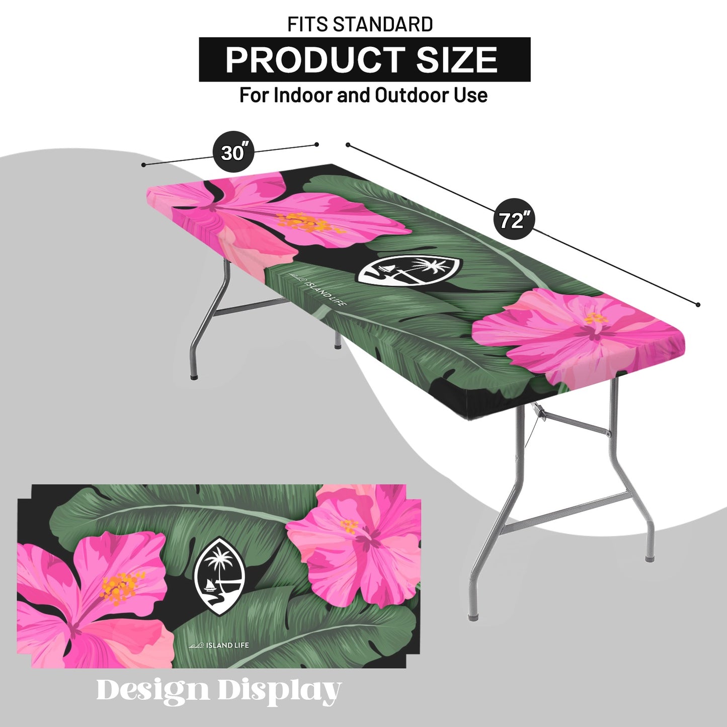 Guam Hibiscus Paradise Pink Fitted Tablecloth