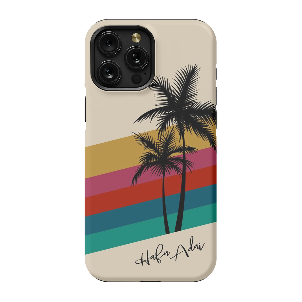 Retro Rainbow Sunset Hafa Adai Guam CNMI Premium Glossy Tough Phone Case