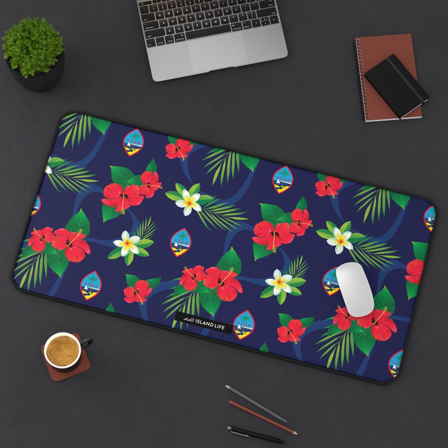 Guam Flag Flowers Gaming Mat Desk Mat