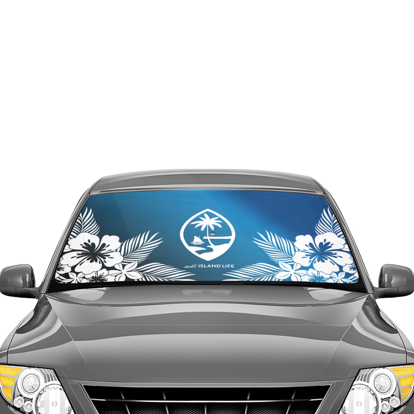 Guam Tropical Hibiscus Blue Car Sun Shade Umbrella