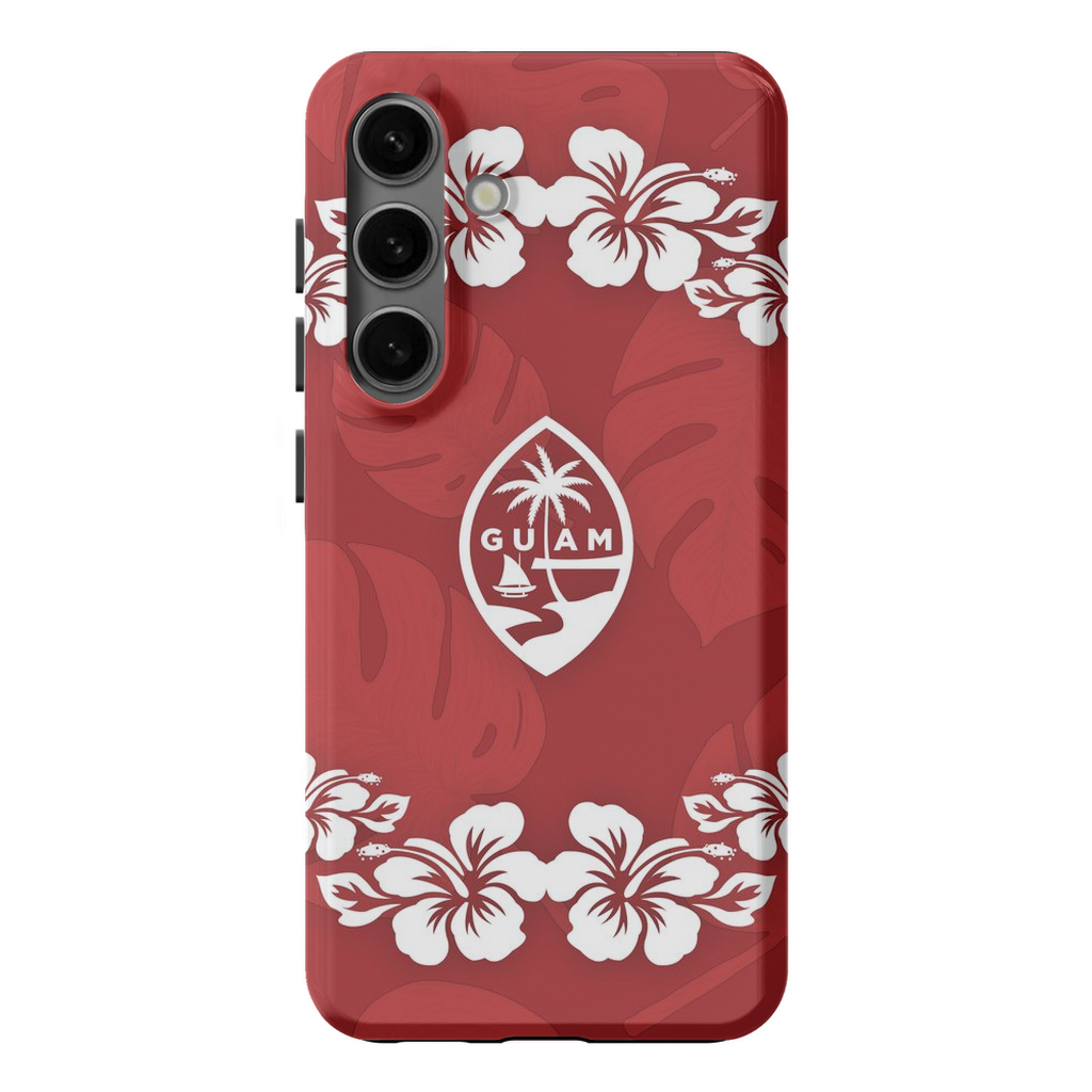 Guam Seal Red Hibiscus Premium Glossy Tough Phone Case