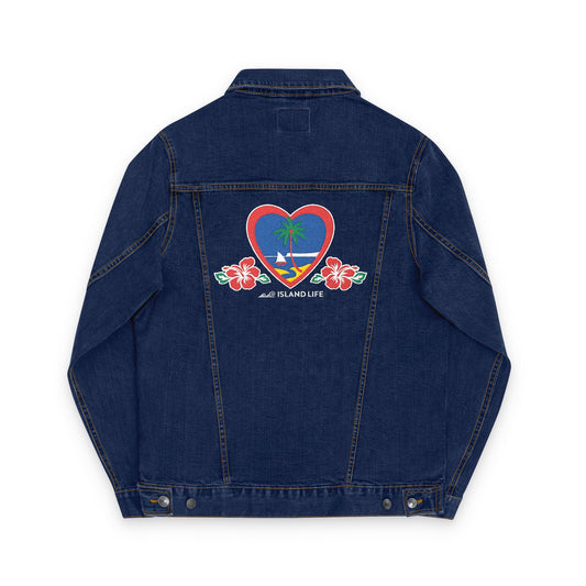 Heart Guam Embroidered Unisex Denim Jacket