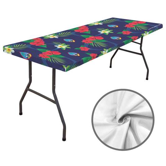 Guam Flag Flowers Fitted Tablecloth