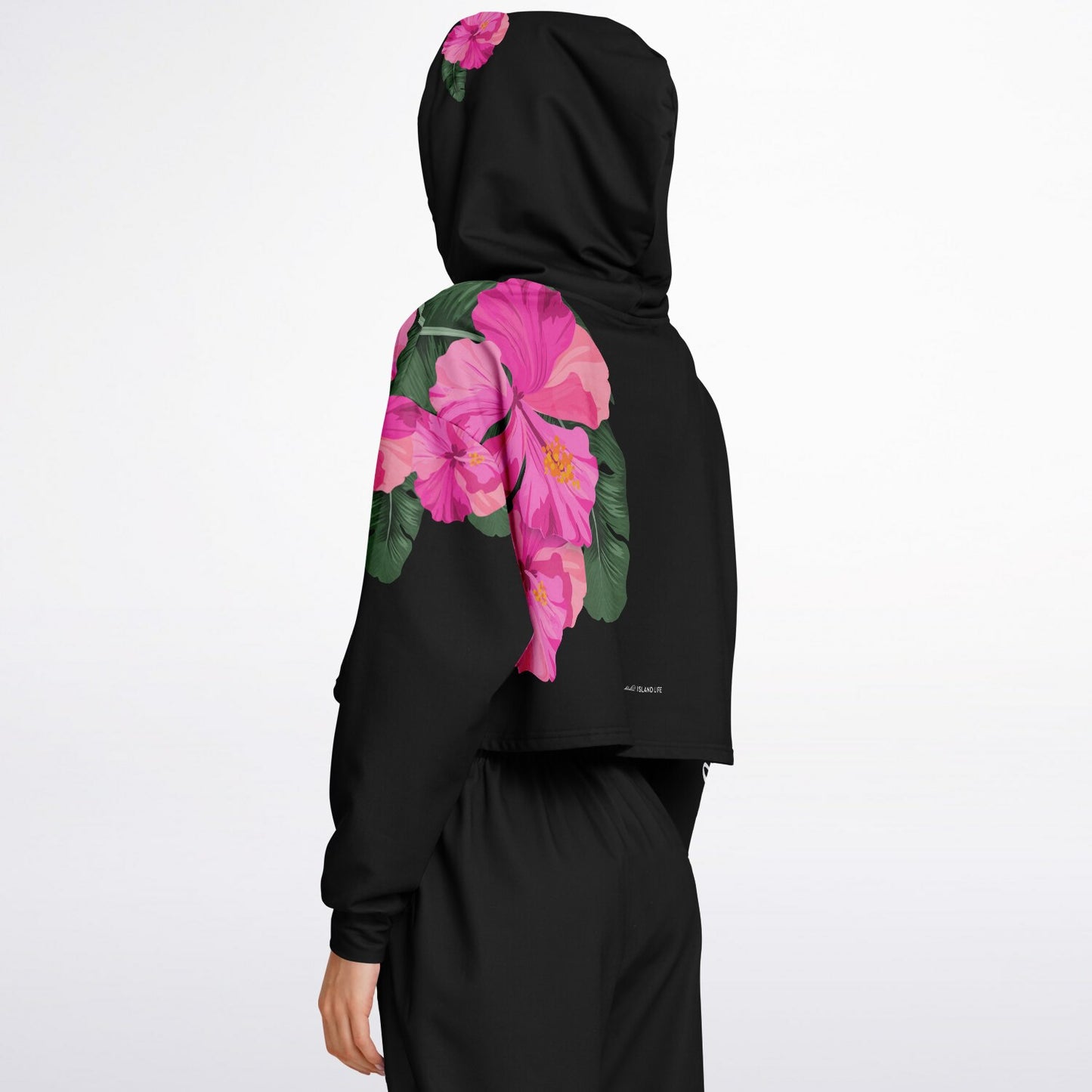 Guam Hibiscus Paradise Pink Cropped Hoodie