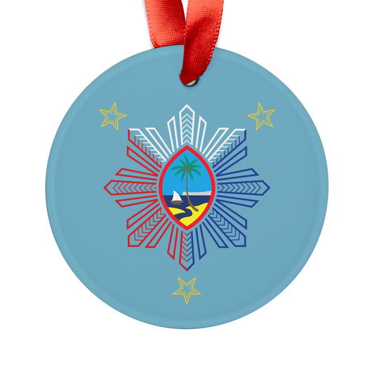 Guam Philippines Tribal Acrylic Ornament with Ribbon