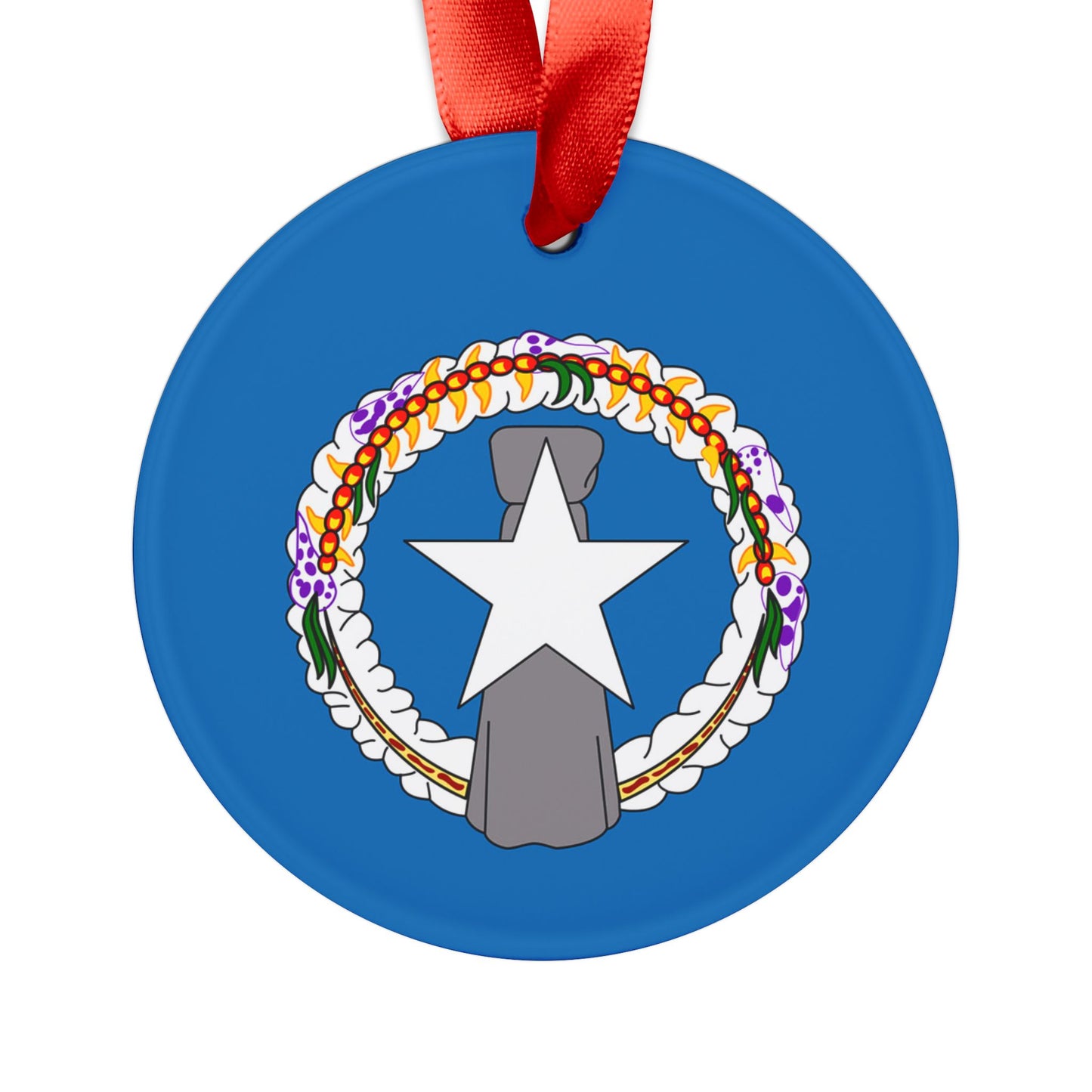 CNMI Seal Saipan Tinian Rota Acrylic Ornament with Ribbon