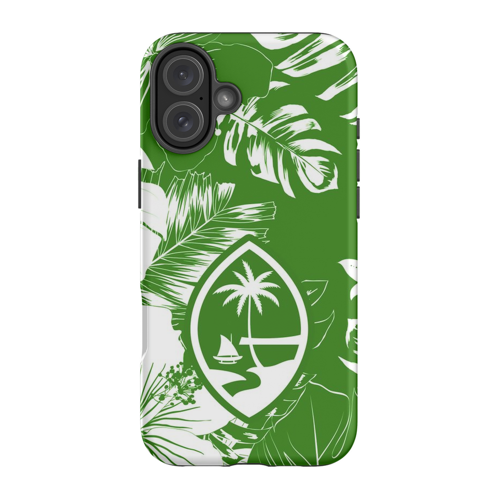 Guam Hibiscus Floral Green Premium Glossy Tough Phone Case