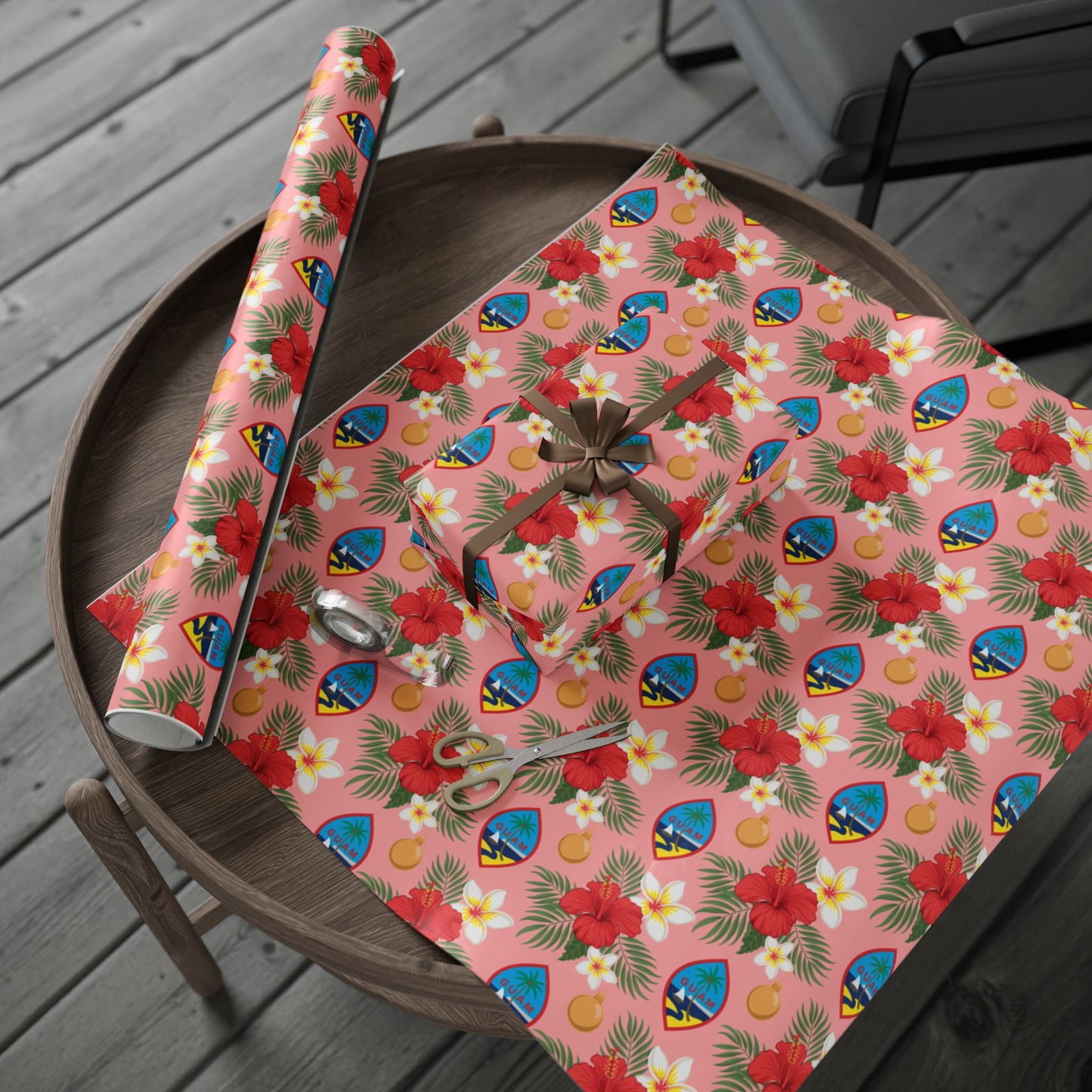 Guam Christmas Flowers Pink Gift Wrapping Paper